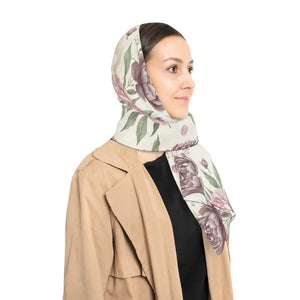 Floral Peony Scarf – Vintage Rose Pattern Lightweight Polyester - Scarves & Shawls