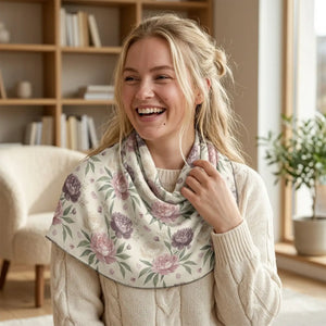 Floral Peony Scarf – Vintage Rose Pattern Lightweight Polyester - Scarves & Shawls