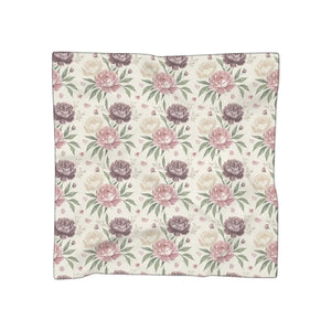 Floral Peony Scarf – Vintage Rose Pattern Lightweight Polyester - Scarves & Shawls