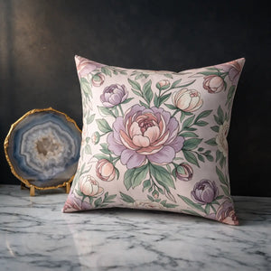 Floral Peony Square Pillow – Vintage Polyester - Dipaliz - Pillows