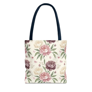 Floral Peony Tote Bag – Vintage Rose Pattern All-over Print - Bags