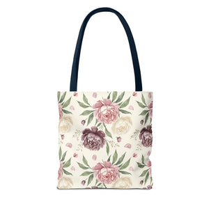 Floral Peony Tote Bag – Vintage Rose Pattern All-over Print - Bags