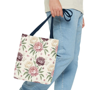 Floral Peony Tote Bag – Vintage Rose Pattern All-over Print - Bags