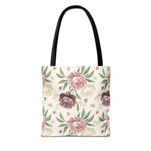 Floral Peony Tote Bag – Vintage Rose Pattern All-over Print - Bags