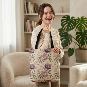 Floral Peony Woven Tote - Bags