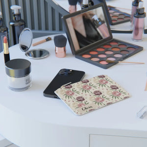 Floral Personalized Mini Clutch Bag, Vintage Rose Pattern with Name - Bags