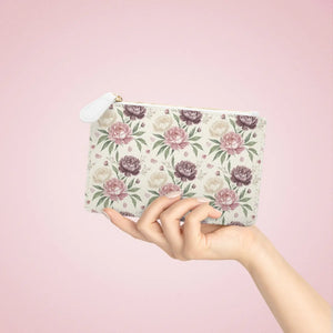 Floral Personalized Mini Clutch Bag, Vintage Rose Pattern with Name - Bags