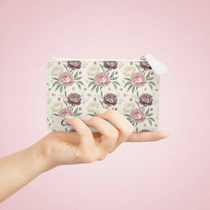 Floral Personalized Mini Clutch Bag, Vintage Rose Pattern with Name - Bags