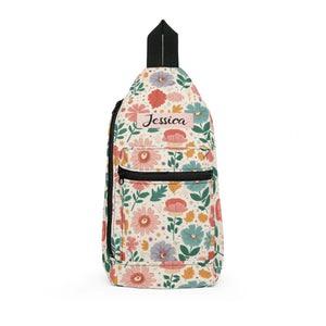 Floral Personalized Sling Bag - Pastel Flower Crossbody - Dipaliz - Cross Body Bags