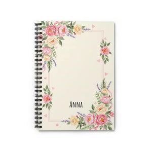Floral Personalized Spiral Notebook - Pink Rose Journal - Dipaliz - one Size - Paper Products