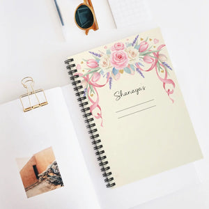 Personalized Spiral Notebook Rose Floral 6x8 Journal Dipaliz - Journals