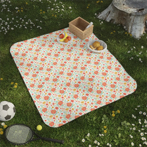 Floral Picnic Blanket – Retro Orange Fleece - Dipaliz - Blankets