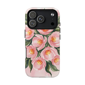 Floral Pink Camellia Tough Magnetic Phone Case - Mobile Cases