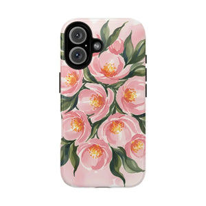 Floral Pink Camellia Tough Magnetic Phone Case - Mobile Cases