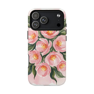 Floral Pink Camellia Tough Magnetic Phone Case - Mobile Cases