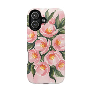 Floral Pink Camellia Tough Magnetic Phone Case - Mobile Cases