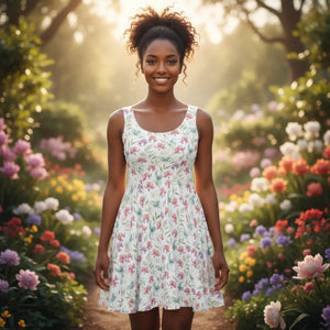 Pink Iris Skater Dress – Eco Friendly Fabric - Dipaliz - Dresses