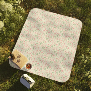 Pink Meadow Picnic Blanket – Waterproof Fleece - Dipaliz - Blankets