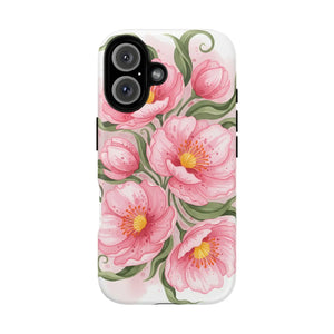 Floral Pink Peony Tough Magnetic Phone Case - Mobile Cases