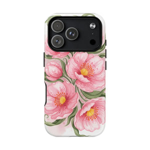 Floral Pink Peony Tough Magnetic Phone Case - Mobile Cases