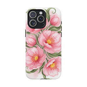 Floral Pink Peony Tough Magnetic Phone Case - Mobile Cases