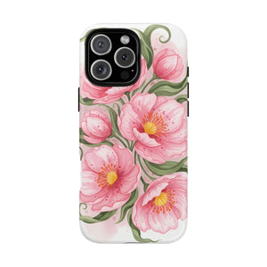 Floral Pink Peony Tough Magnetic Phone Case - Mobile Cases