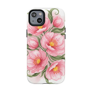 Floral Pink Peony Tough Magnetic Phone Case - Mobile Cases