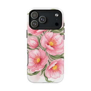 Floral Pink Peony Tough Magnetic Phone Case - Mobile Cases