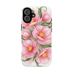 Floral Pink Peony Tough Magnetic Phone Case - Mobile Cases