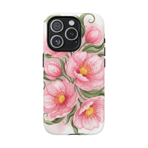 Floral Pink Peony Tough Magnetic Phone Case - Mobile Cases