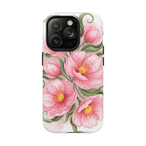 Floral Pink Peony Tough Magnetic Phone Case - Mobile Cases