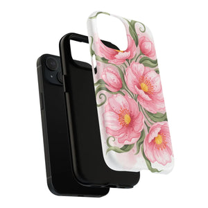 Floral Pink Peony Tough Magnetic Phone Case - Mobile Cases