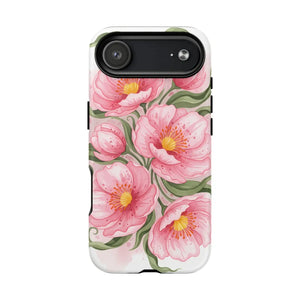 Floral Pink Peony Tough Magnetic Phone Case - Mobile Cases