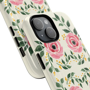 Floral Pink Rose Tough Magnetic Phone Case - Mobile Cases