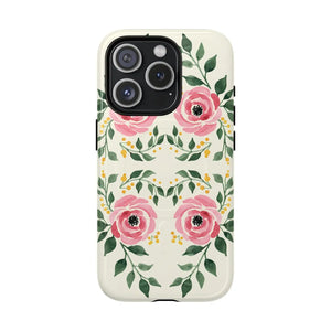 Floral Pink Rose Tough Magnetic Phone Case - Mobile Cases
