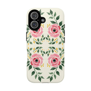 Floral Pink Rose Tough Magnetic Phone Case - Mobile Cases