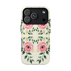 Floral Pink Rose Tough Magnetic Phone Case - Mobile Cases