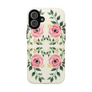 Floral Pink Rose Tough Magnetic Phone Case - Mobile Cases