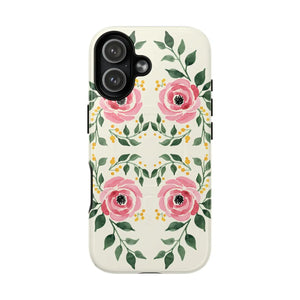 Floral Pink Rose Tough Magnetic Phone Case - Mobile Cases