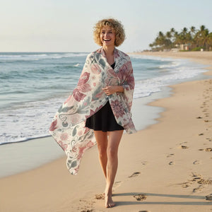 Floral Poly Scarf - Elegant Accessory for any Occasion Lightweight Fashionable Wrap Summer Gift Her - Scarves & Shawls