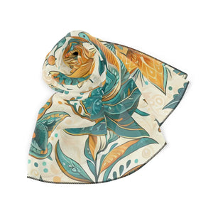 Floral Poly Scarf - Vibrant Botanical Design for All Occasions - Scarves & Shawls