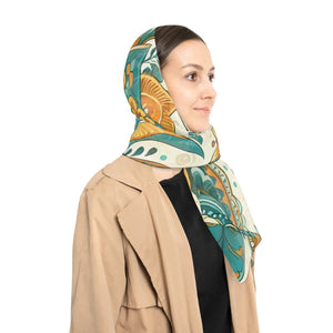 Floral Poly Scarf - Vibrant Botanical Design for All Occasions - Scarves & Shawls