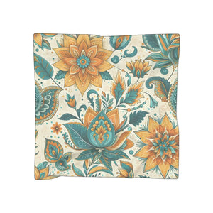 Floral Poly Scarf - Vibrant Botanical Design for All Occasions - Scarves & Shawls