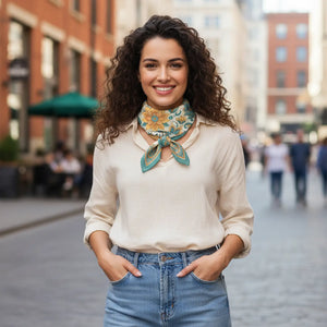 Floral Poly Scarf - Vibrant Botanical Design for All Occasions - Scarves & Shawls