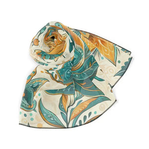 Floral Poly Scarf - Vibrant Botanical Design - Dipaliz - Scarves & Shawls