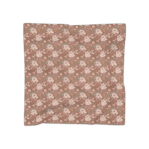 Accessories - Floral Polyester Scarf - Vintage Peach Rose Pattern - Dipaliz