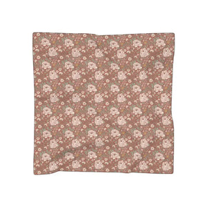 Accessories - Floral Polyester Scarf - Vintage Peach Rose Pattern - Dipaliz Poly Chiffon / 25’’ ×