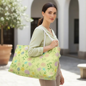 DipaliZ yellow floral weekender bag in 100% spun polyester