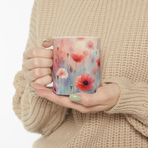 Poppy Ceramic Mug - Floral Garden Escape Design - Dipaliz - 11oz - Mugs