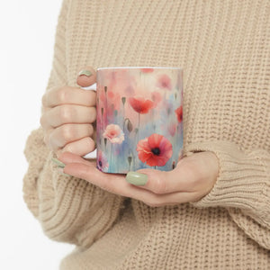 Vibrant Poppy Ceramic Mug - Floral Garden Escape - Dipaliz - Mugs